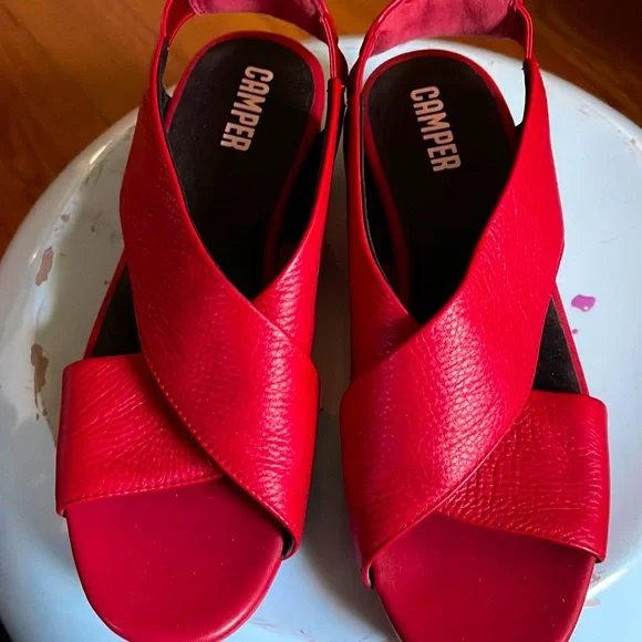 Camper Balloon Slingback Wedge Cross Women's Sandals. - Picture 1 of 3